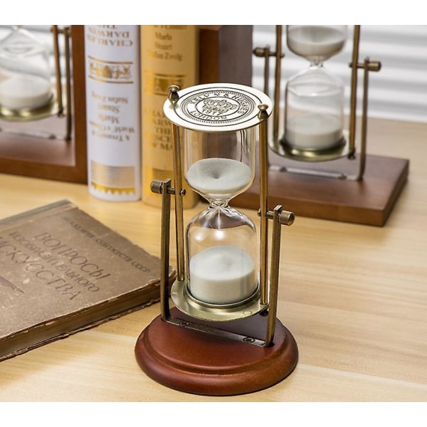 360 graders roterande sandtimerklocka - vintage 15 minuters timglas - mässing 15 min glas för hem- och kontorsinredning