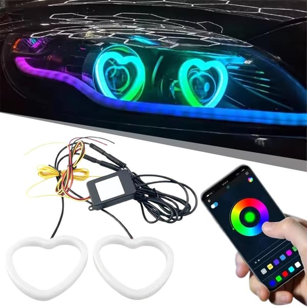 Fargerike Kjærlighet LED Modifiserte Bilfrontlykter Kjærlighet Dekorativ App Mobil Bluetooth Blenderåpning C4n8