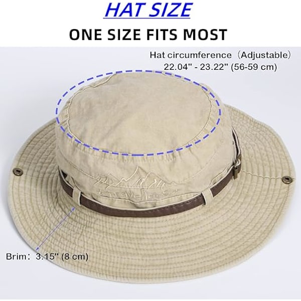 Foldbar solhat safarihat til mænd Anti UV Udendørs bjergbestigning Rejsehat Fisherman Cap Bucket Hat, Khaki