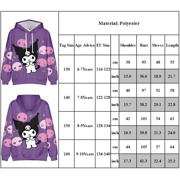 Barnflickor Tryck Hoodie Tröjor Casual Sweatshirt Pullover Jumper 140cm