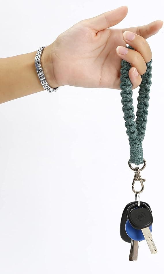 Kompatibel Blød Macrame Nøgleringsarmbånd Boho Håndlavet Håndleds Nøglering Nøgleringholder Rustik Nøglering til Kvinder[EE]