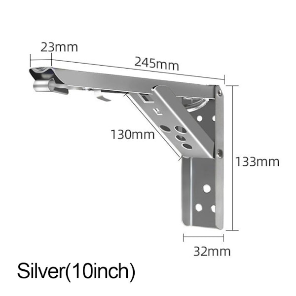 Fällbar Hylla Fäste Väggmonterad Stöd SILVER 10 TUM silver Y silver 10inch