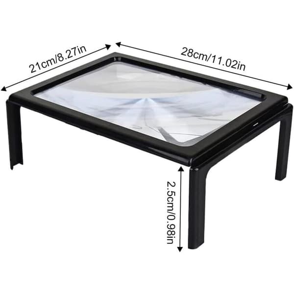 Oplyst forstørrelsesglas til bøger, svagtseende ældre, syning, smykker, 3x forstørrelse, a4 rektangulær med LED-lys.