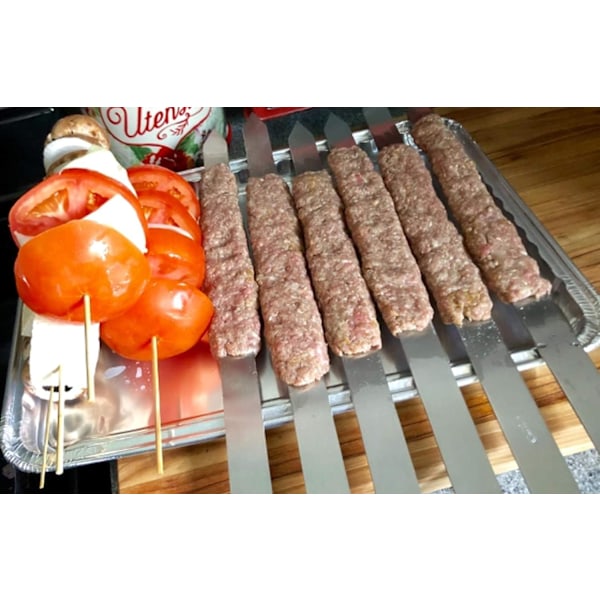 15,75 tum långa 5/8 tum breda 2 mm tjocka grillspett i rostfritt stål, 8 stycken, silver
