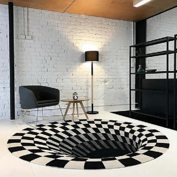 Vortex Illusion Matta 3D Fällande Effekt Tryckt Matta Sovrum Vardagsrum Studierum Golvmatta 80*120cm Round