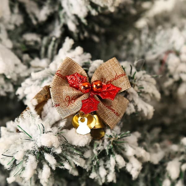 10 st julgransröda blad rosett med järnklocka julkrans dekoration mini med klocka