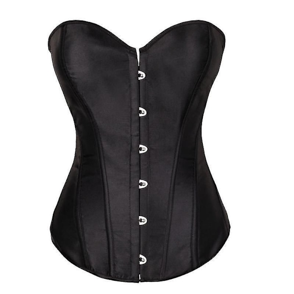 Bystier Korsett Topp för Kvinnor Sexiga Underklädesset Svart Satin Midjetränare SVART BLACK L