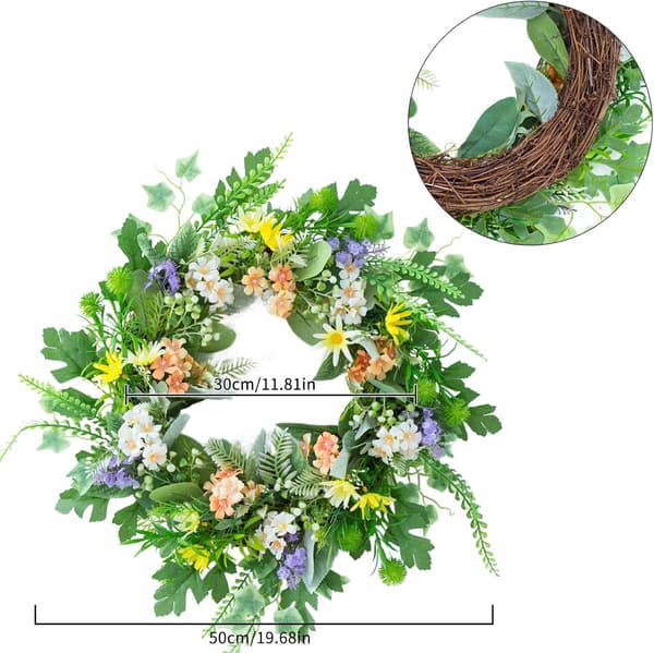 pc, konstgjord dörrkrans med gröna blad, (50 cm)