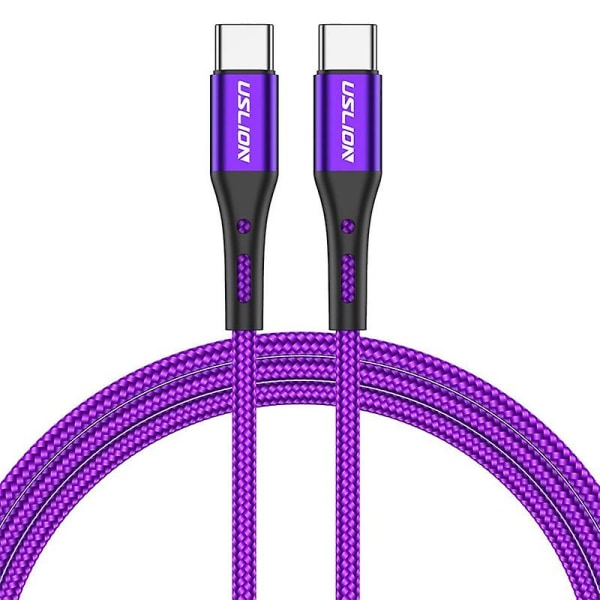 1m 2m 3m 60w USB C Type-c Snabbladdningskabel Laddningsdatasladd Dubbel Type-c 0.5M Purple