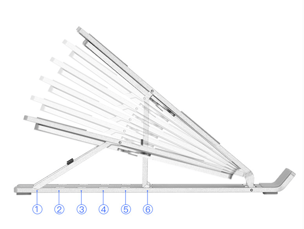 Aluminium laptop stander, ergonomisk højdejusterbar computer stander, sølv