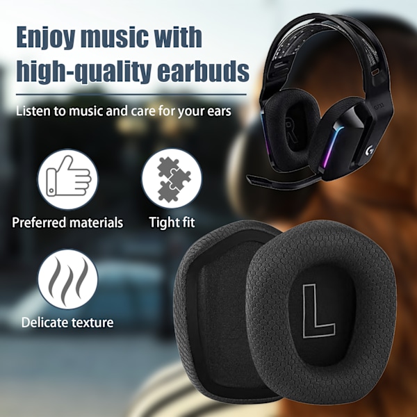 Øreputer og pute for hodebøyle til Logitech G733 Svart Sort