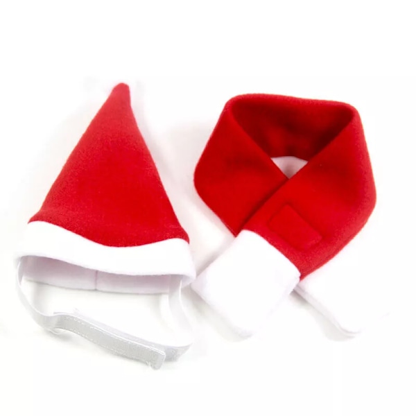 Pet Cat Dog Puppy Santa Red Scarf Hat ChristmasClothes Costumes Warm Apparel