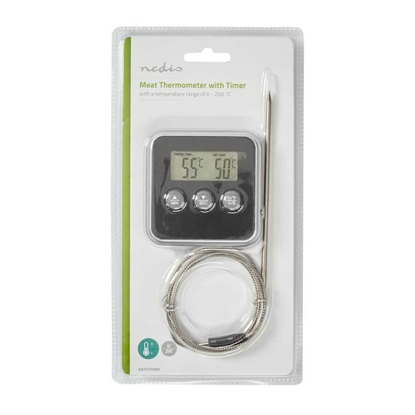 Digital stektermometer med timer Grey grå