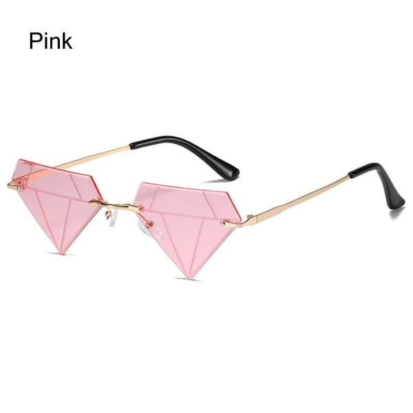 Trekantede diamantformede vintage rammeløse solbriller Pink