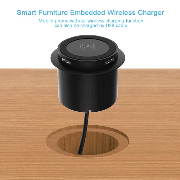 Pop-up Skrivebordsmontert Hurtig Trådløs Lader Med USB-Port