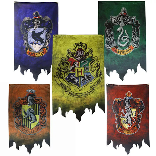 5-pack Trädgårdshängande 11,8*19 tum Flagga Harry Potter Banner Vägg Juldekoration