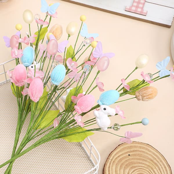 Påskehare eggdekorasjoner, kunstige stilker, DIY festbukett tilbehør A flower