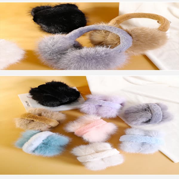 RAYA Opgraderede Faux Rævepels Foldbare Ørevarmere, Varme Ensfarvede Minimalistiske Ørevarmere, Efterår Vinter Kuldebeskyttelse Øredækker til Kvinder Mænd A3