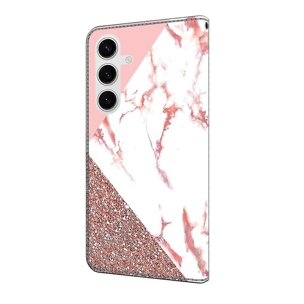 Plånboksfodral för Samsung Galaxy S25 Mönstertryck Ställ Läder Flip Telefonfodral - Triangulär Marmor Tape
