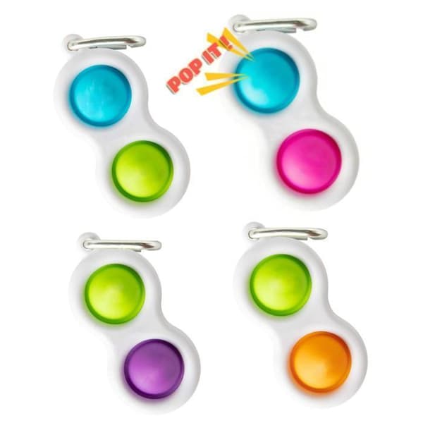 Pop it fidget nøglering Push Pop Bubble i silikone 8x4 cm-2 stk A1