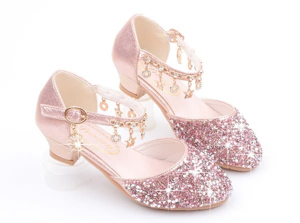Flickor Paljett Prinsessa Lågklackade Fest Dansskor Rosa 34 Rosa-FF- Rosa Pink 28