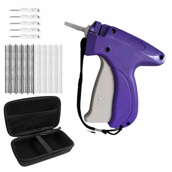 Mini-symaskin for klær, Stitchy Quick klesreparasjonssett med 6 fine nåler, 1000 fester og etui purple