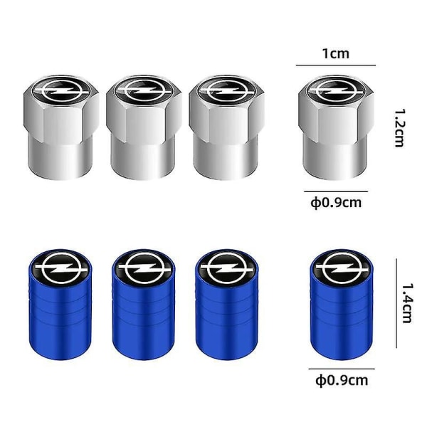 4 st Aluminium Anti-Stöld Hexagon Däckventil Keps Bil Däck Damm Keps För Opel Astra Insignia Mokka Zafira Corsa Style 3 silver