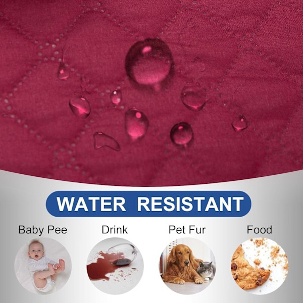 2-personers sofastof, Vandtæt sofastof, Universal sofastof, Anti-slip katte- og hundeklø-beskyttelse, Bourgogne vinrød Wine red Double