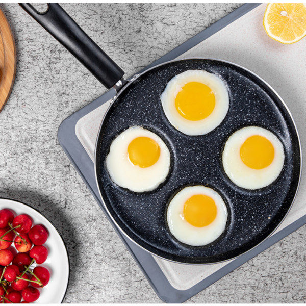 Äggpanna med fyra koppar, Maifan sten non-stick panna, multifunktionell äggstekpanna, kompatibel med alla värmekällor