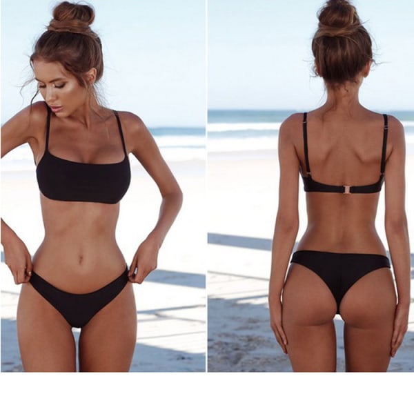 Bikiniset för kvinnor push-up stringtrosa med baddräkt med låg midja L