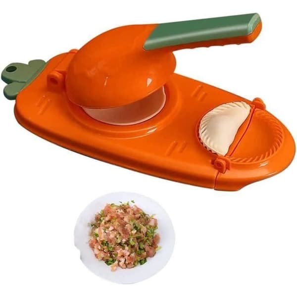 2-i-1 Dumplingpresse - Værktøj til fremstilling af dumplings - Tilbehør til pastamaskine Tangerine-red