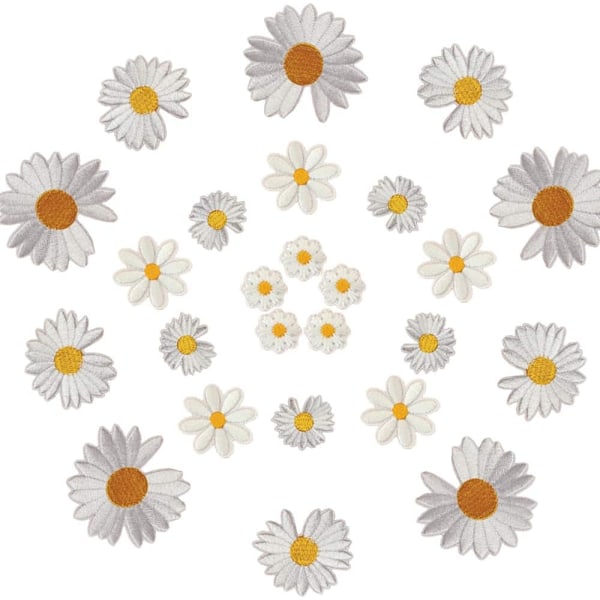 25 stycken Daisy Flower Patch Blom Applikation Stryk-på Lapp Dekoration YY