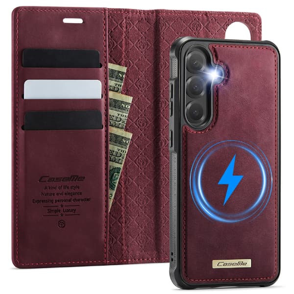 CASEME Til Samsung Galaxy Pung Etui Magnetisk Aftagelig RFID Beskyttelse Red S25