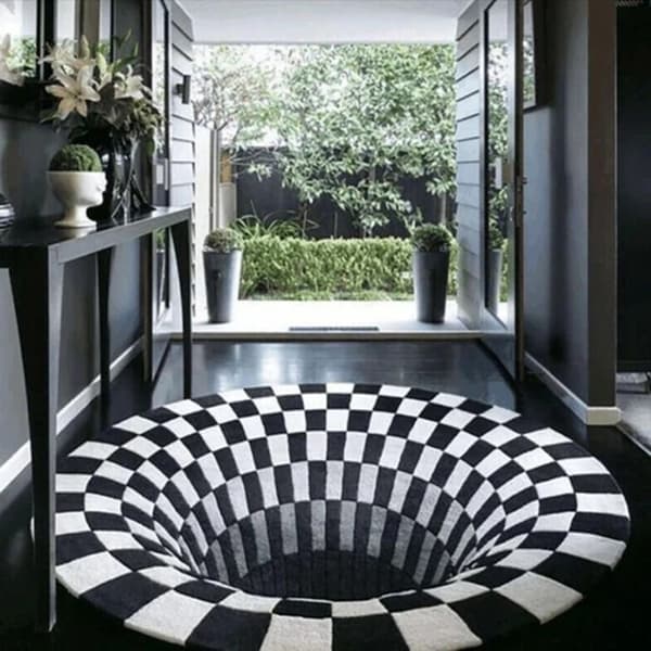 Vortex Illusion Teppe 3D Felle Effekt Trykk Teppe Soverom Stue Studierom Gulvmatte 80*120cm Square