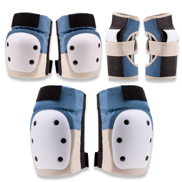 Tjocka skydd för rullskridskor för vuxna, skydd för skateboard, longboard, balanscykel, knäskydd för barn Blå och vit 6 st Blue and white 6pcs XL#81-90kg