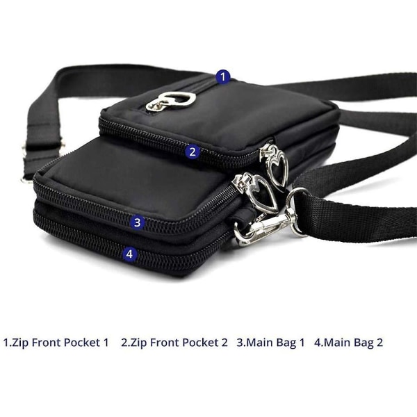 Telefonväska Handväska Plånbok Crossbody-väska Lätt Rymliga fickor Smartphone Sportarmbandsväska för män och kvinnor Black