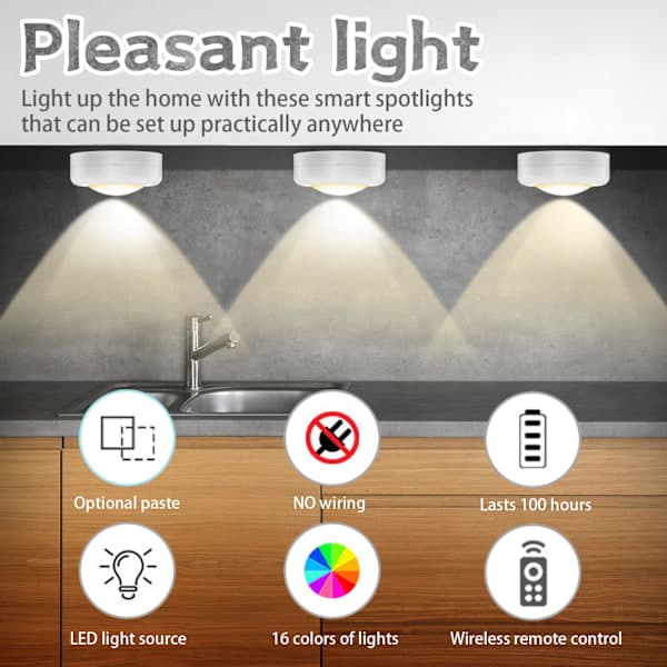 INF LED spotlight sett - 6 stilige lamper med 2 praktiske fjernkontroller