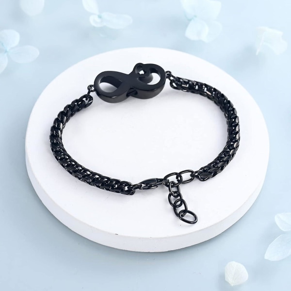 Imrsanl Cremation Smycken Infinity Urn Armband for Ashes Rostfritt stål Ashes Armband Armband Minnessak Memorial Smycken Askhållare för kvinnor Män - Infinity-Black