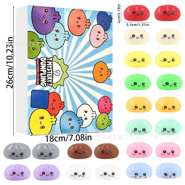Ny Fidget Squishy Dumpling Blind Box Adventskalender, Stressavlastende Mystery Squishy-leke for voksne og barn, morsomt samlerobjekt A8