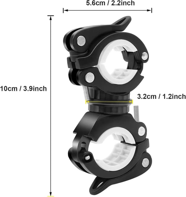 2 st cykelljusfäste klämma svart och vit cykelficklampa H