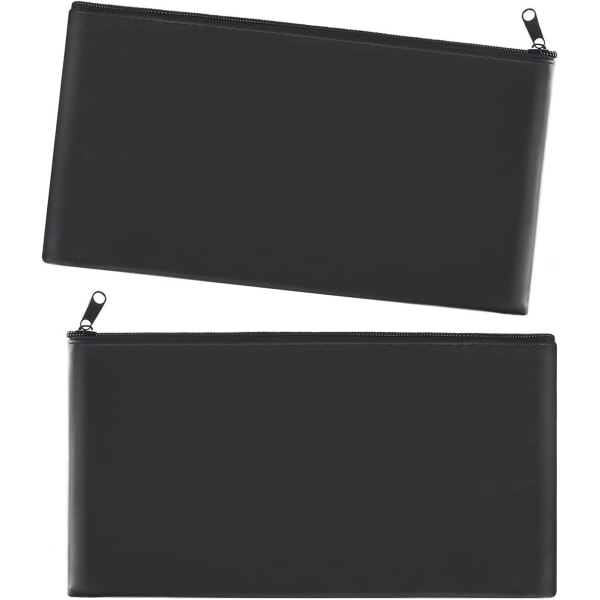 Dragkedjeförsedda påsar för kontanter, pengapåse, kontantpåse, bankväska, 27,9 x 15,5 cm, 2-pack