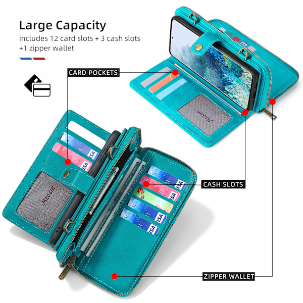 FOR iPhone15 etui - Tegnebog, kortholder, telefonetui 3 i 1 - 1 stk. Blue iPhone15