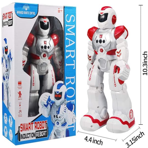 Fjärrkontrollrobot för barn, intelligent programmerbar robot med infraröda kontrollleksaker, dans, sång, mångång och LED-ögon, gestkontroll Red