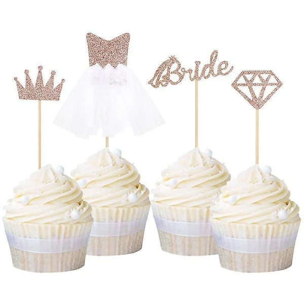 Rose Gold Bride To Be Cupcake Toppers til Bryllupskage Dekoration Brude Shower Polterabend Cupcake Topper Kagedekorationsforsyning 1pc rose gold