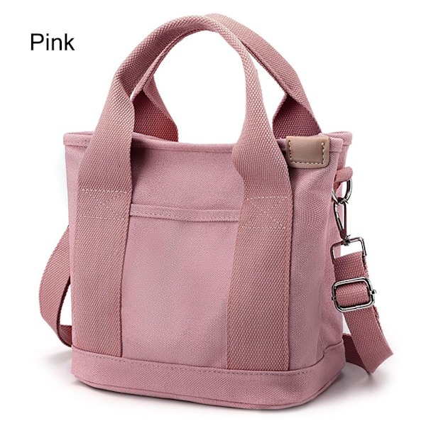 Canvas tote bag Rosa med flera fickor - spotförsäljning Pink