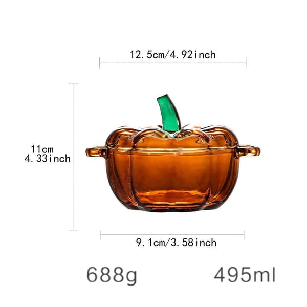 Godisskål i glas med lock, pumpaformad serveringsskål, kakburk Orange