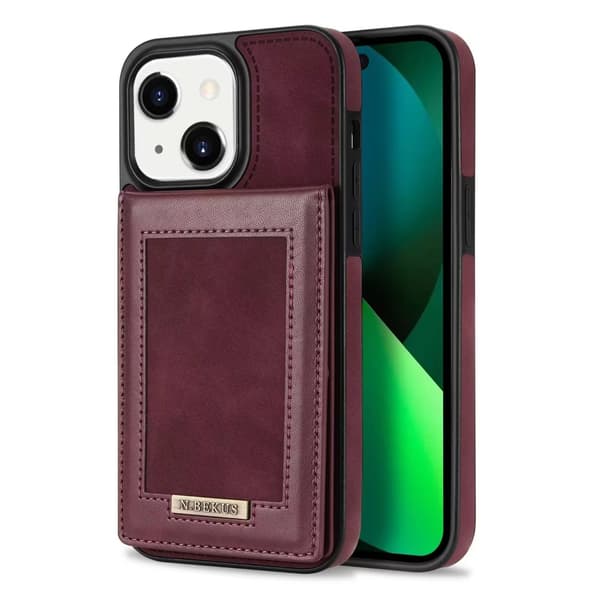 Etui til iPhone 14 6.1 Rød Stand Kort Holder Fuld Krops Kort Holder