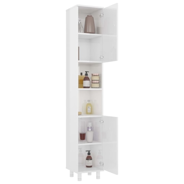 vidaXL Badeværelsesskab Hvid Højglans 30x30x179 cm Konstrueret Træ Vit White