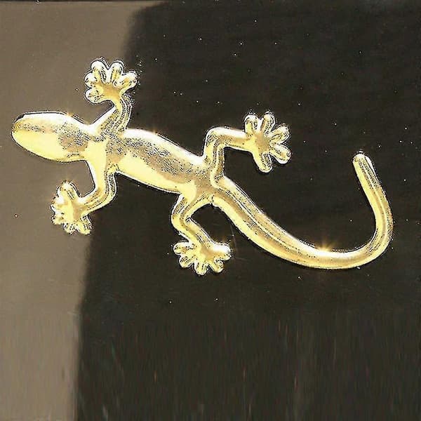 (Guld) 3D Ödla Gecko - Utskuren Guld Silver Dekal Bildekal