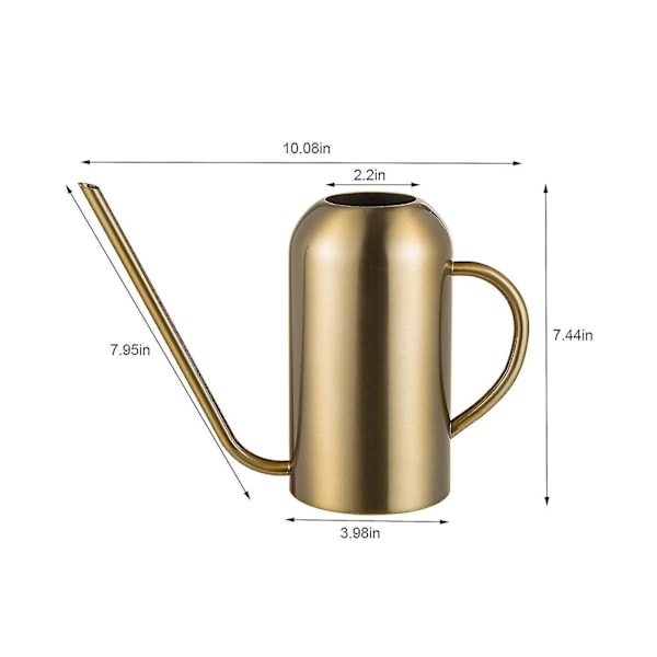Vandkande i rustfrit stål - 1,5L metalkande med lang tud for at forhindre spild, perfekt til indendørs og udendørs planter Gold